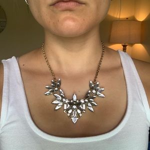 Jcrew chunky silver jeweled necklace